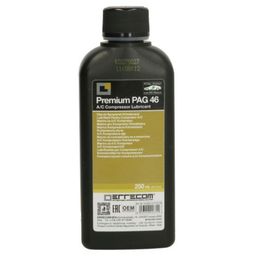 Масло для кондиціонера автомобіля PAG 46, 0,25L 1 шт, тип охолоджувача: R1234yf/R134a, сервіс гібридних автомобілів, технічне обслуговування електромобілів, PREMIUM PAG 46