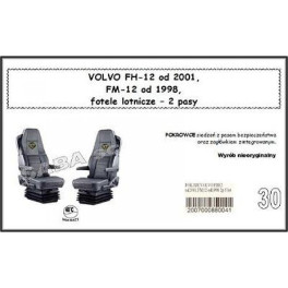 Чехлы на сидения VOLVO FH12 от 2001, FM-12 с 1998, сиденья-вертушки, 2ремня